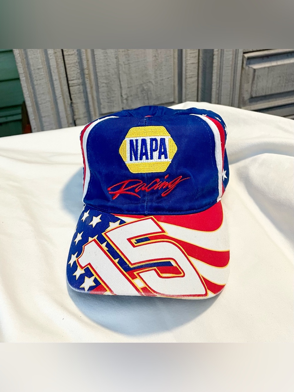 Nascar Michael Waltrip #15 American Flag Hat - Adult-Multicolor- Hook & Loop Cap